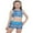 Blue, variant on renvena Kids Girls 2 Pieces Swimsuit Crisscross Back Bra Top with Boyshorts Tankini Bathing Suits