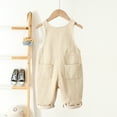 thumbnail image 4 of Bodysuit Valentine's Day Baby Boy Girl Striped Sleeveless Button Front Romper Soft Outfit for Beige 2 Years-3 Years, 4 of 7