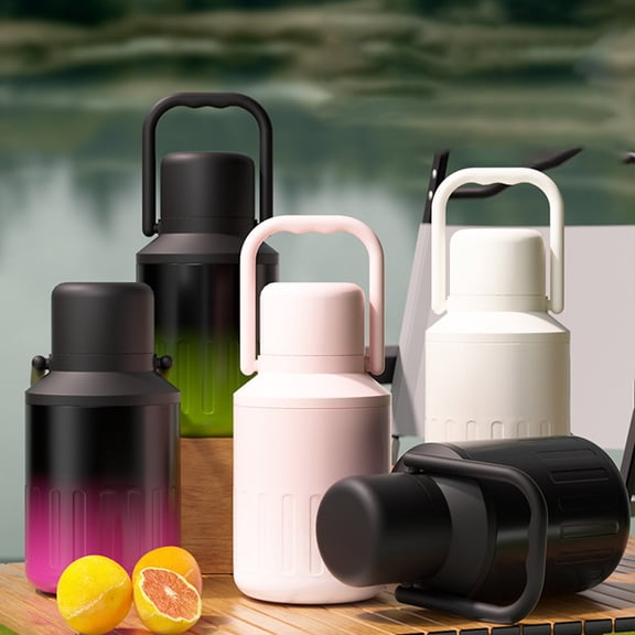Insulated Water Bottle | Stainless Steel Gallon Jug | Double Wall Vacuum Flask, Wide Mouth, Sweat Proof, Leakproof Handle, Keeps Drinks Hot or Cold, Silver, 1000ml