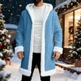 thumbnail image 5 of LINGLANG Christmas Men's Long Cardigan Hoodies Women White Faux Fur Trim Warm Santa Claus Xmas Hooded Coat With Pocket, 5 of 7