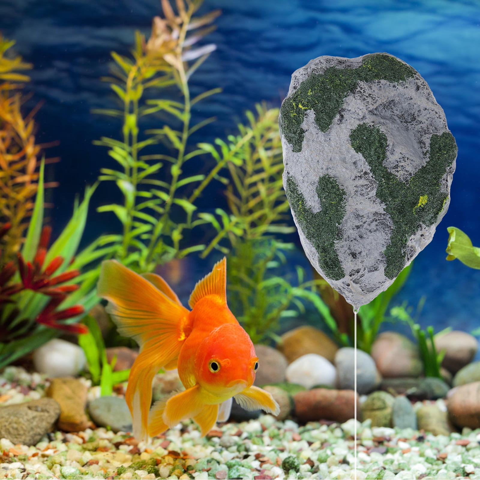 COOPHYA 1Pc Green Artificial Stone Aquarium Ornament for Fish Decoration Suspended Design and Realistic