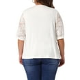 thumbnail image 3 of Agnes Orinda Plus Size Cardigan for Women Lightweight Half Sleeve Open Front Lace Sweaters 2X White, 3 of 5