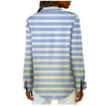 thumbnail image 5 of VEKDONE Womens Shirts Long Sleeve Button Lapel Shirt Fashion Stripe Color Block Blouses Casual Loose Fit Plus Size Tunic Tops, 5 of 6