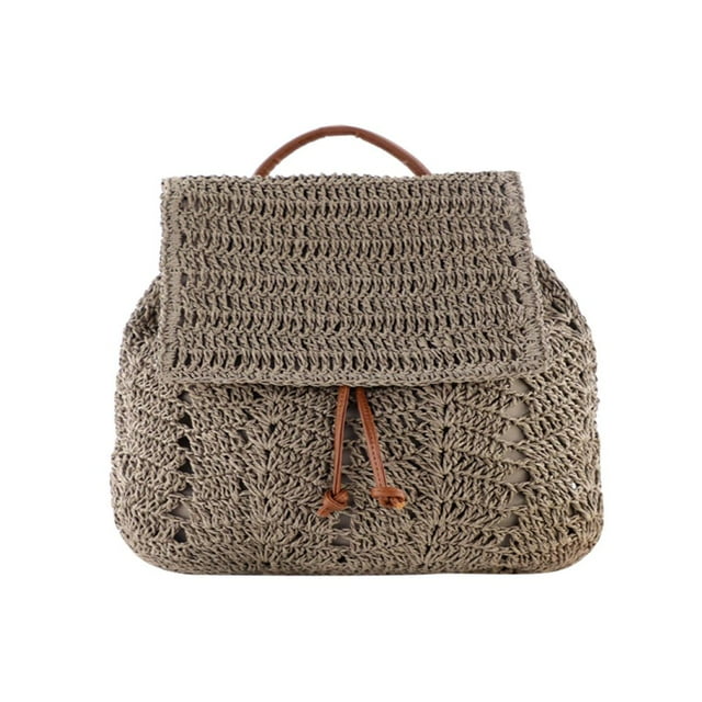 CHOK Sac à Dos Mode en Paille Tressée pour Femmes, Plage, Vacances, Seau, Sac à Main