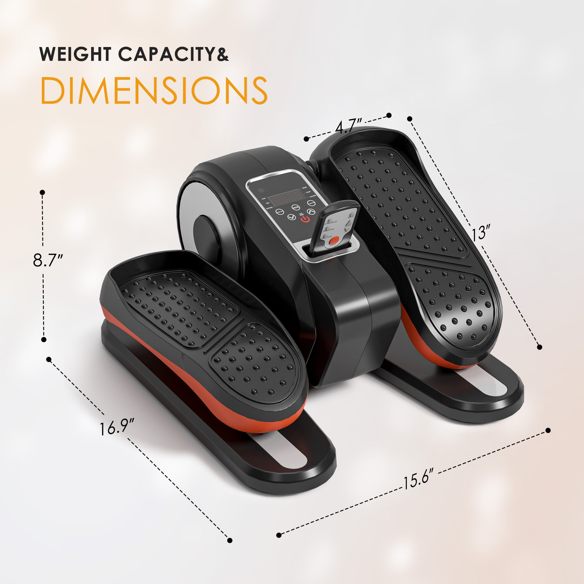 Soges Under Desk Elliptical Machine, Seated Pedal Exerciser for Senior,12 Adjustable Speeds Portable bidirectional Ellipse Exerciser,Ellipse Leg Exerciser with Remote Control and Manual Mode, Black