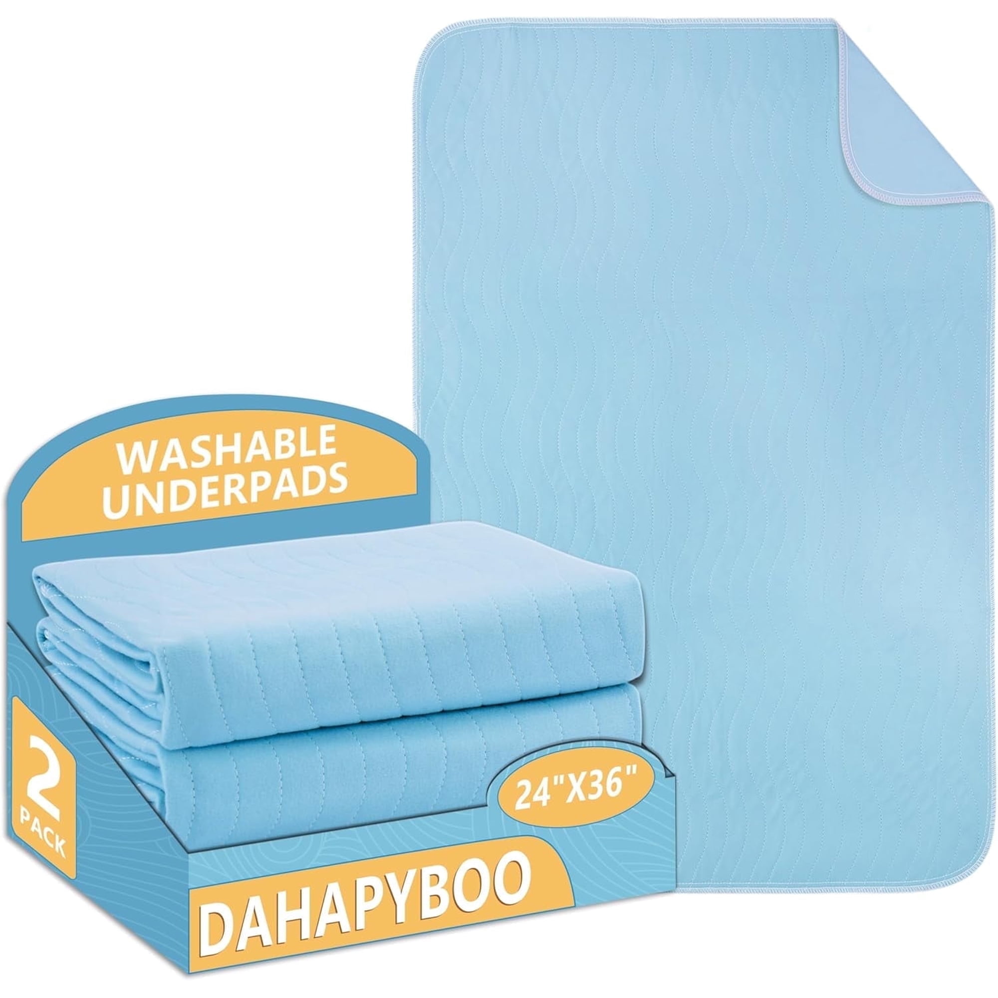 Washable Underpads, 24”x36” 2 Pack Incontinence Bed Pads,Heavy Absorbency Reusable Bed Pads for Elderly,Kids,Adults and Pets,Bed Pads Washable Waterproof Quick Drying for Bed, Sofa, Floor