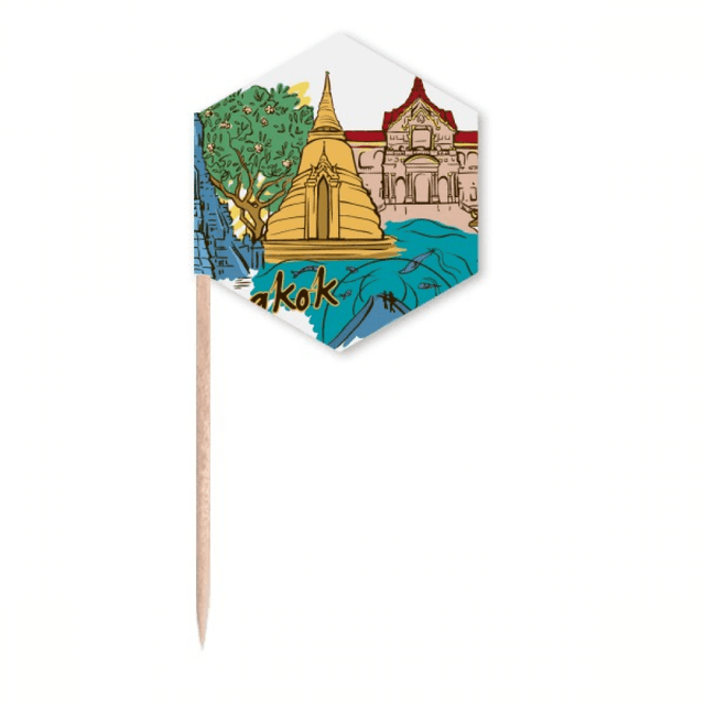 Thailand Bangkok Watercolor Toothpick Flags Cupcake Picks Party Celebration