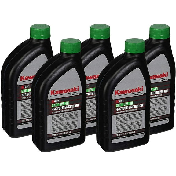 Kawasaki K-Tech Synthetic Blend Motor Oils 10W-40, 1 qt (5 Pack)