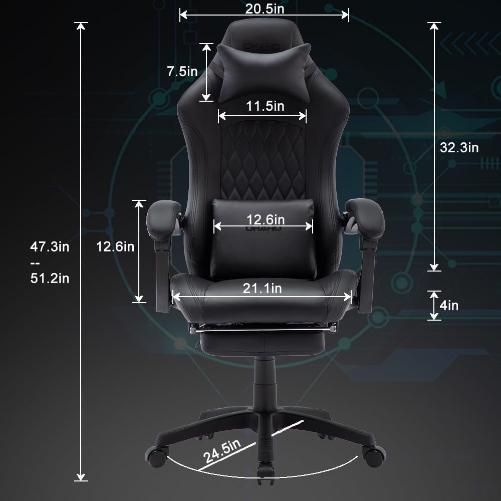 OHAHO Gaming Chair Computer Chair with Footrest and Lumbar Support, Height Adjustable Game Chair with 360° Swivel Seat and Headrest and for Office or Gaming (Red)