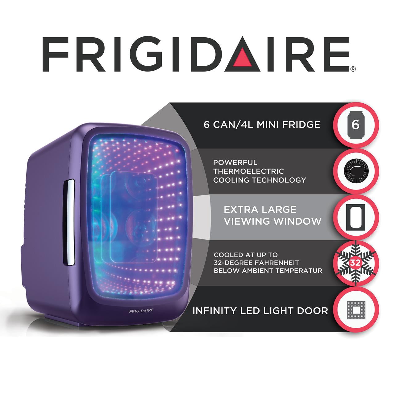 Frigidaire 6-Can Retro Gaming Light-up Portable Beverage Mini Fridge, EFMIS179 (Purplehaze)