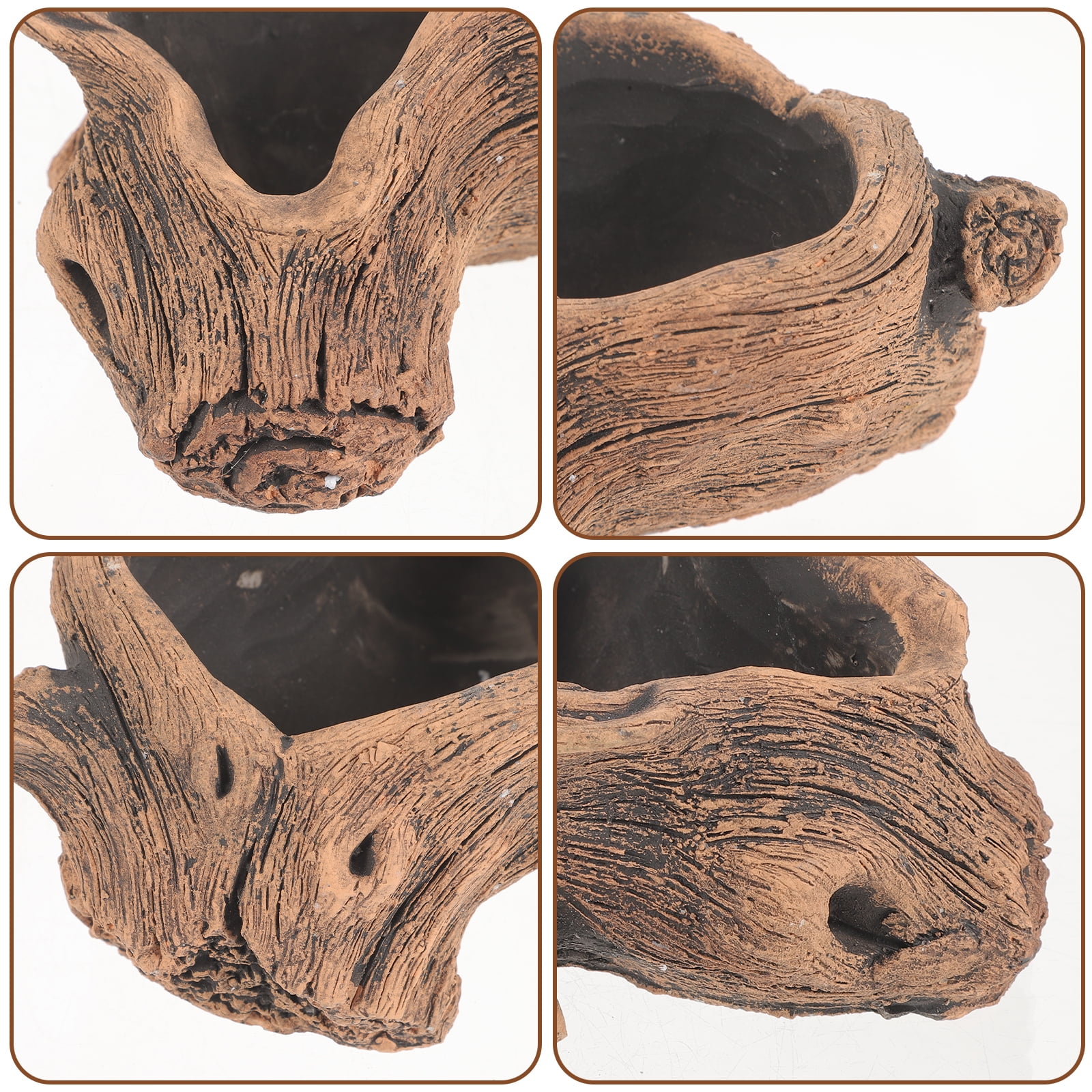 3pcs Vintage Style Flower Pots Set, Multi-Use Garden , Imitation Tree Stump Flowerpot for Indoor Outdoor Planting