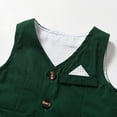 thumbnail image 4 of PINQI Party Clothing Sets for Little Kid Boys Gentleman Fall Long Sleeved Bow Tie Cotton Shirt Vest Pants Three PC Christmas Children's Suit(Green,6-12 Months), 4 of 4