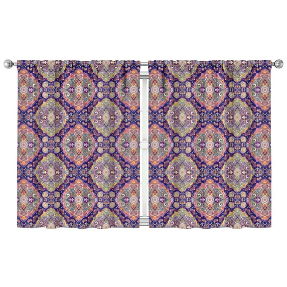 Rustic Farmhouse 2-Piece Window Panels - Plaid & Floral Print 42x54" Rod Pocket, No Bleach