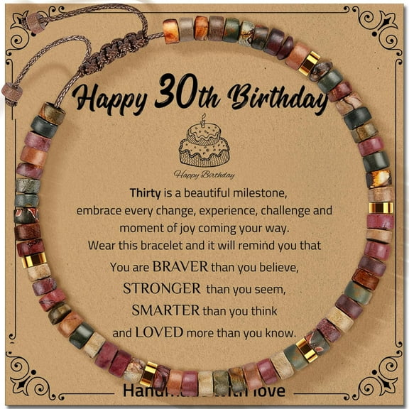 30th 40th 50th 60th 70th 80th Birthday Gifts for Women, Natural Stone Bracelet Birthday Gifts for Mom Daughter Grandma Sister Friends Coworker