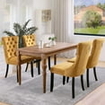 thumbnail image 3 of JESTOP Velvet Dining Chairs Set of 4, Tall Back Side Chair, Modern Upholstered High-end Tufted Side Chair with Button Back Ring, Solid Wood Legs (Gold), 3 of 7
