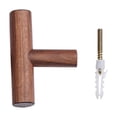 thumbnail image 2 of Solid Wood Wall Hooks T Shaped Towel Rack Walnut Finish 1 Pack for Bathroom Kitchen Entryway Coat Hook with Screws, 2 of 5