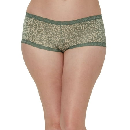 Maidenform® One Fab Fit® Microfiber Boyshort Underwear with Lace 40760 Color: Pewter Green Print Size: 9