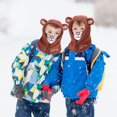 thumbnail image 5 of Pasamontañas para niños, gorro con capucha de invierno cálido con máscara de animales en 3D de vellón cálido para niños (47-52 cm, color caramelo), 5 of 5