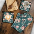 thumbnail image 5 of Pioneer Flower Kitchen Oven Mitt and Pot Holder Sets 4 Pcs for Baking, Cooking and Grilling, Heat Resistant Up To 392 °F, 5 of 7