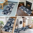 thumbnail image 6 of 2x6 Washable Runner Rug, Vintage Blue Patchwork Non-Slip Hallway Runner for Entryway Kitchen Bedroom, Miu Deer Bear Tree Buffalo Plaid Modern Indoor Carpet Runner Floor Mat, 6 of 9