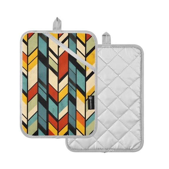 Yayeee Pot Holders Kitchen Heat Resistant with Pocket 7"x9.8" Cotton Oven Cooking Hot Pads, Yellow Geometric