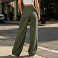 thumbnail image 6 of Hurxie Women Wide Leg Dress Pants High Waisted Business Casual Work Trousers Summer Slacks with Pockets Army Green,L, 6 of 6