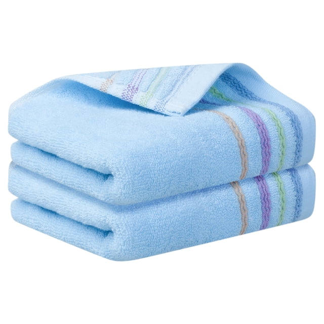 Toallas de mano de 2 piezas con patrón de rayas colorido REGALWOVEN, toalla de secado rápido para baño, viaje, campamento azul 13" x 30"
