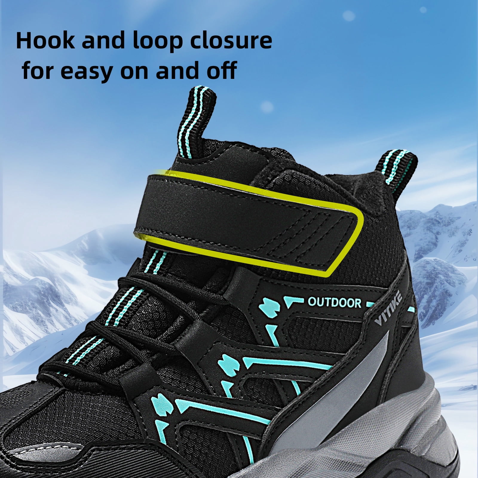 FANGFIUP Boys Snow Boots Winter Waterproof Antiskid Boots Hiking Outdoor Shoes Booties for Unisex Kids (Little Kid/Big Kid)