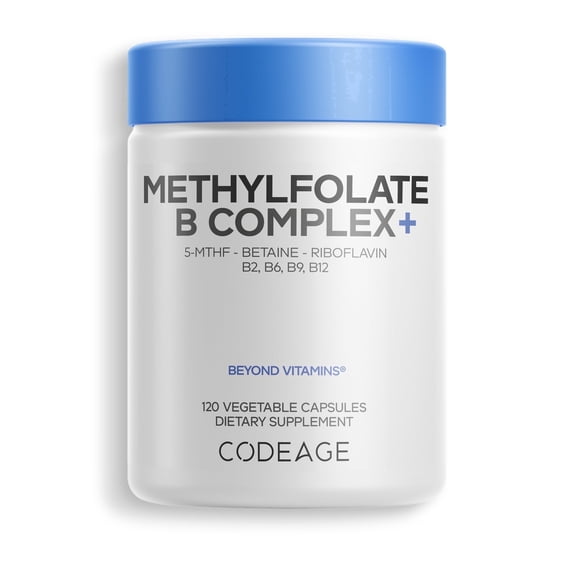 Codeage Methylfolate B Complex, Riboflavin, 2-Month Supply, Vitamin B6 & B12, 5 MTHF, Methylation, 120 Ct