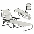 thumbnail image 2 of Spaco Navy Blue Reclining Folding Lounge Chair, Comfortable Relaxing Armchair, Lounge Chair with Sturdy Steel Frame, Cream White, 2 of 11