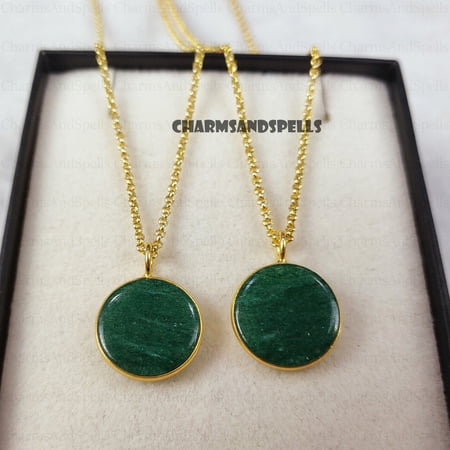 Stunning Aventurine Coin Pendant Necklace, May Birth Stone, Handmade Necklace, Green Gemstone Jewelry, Women Necklace, Birthday Gift