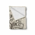 thumbnail image 2 of Pumpkin Spice Soft Flannel Fleece Throw Blanket, Everything Nice Lettering Calligraphy Delicious Thanksgiving, Cozy Plush for Indoor and Outdoor Use, 70" x 90", Champagne and Dark Taupe, by Ambesonne, 2 of 6