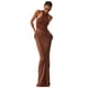 thumbnail image 1 of Vestido de Verano para Mujer, Elegante, Sin Mangas, con Cuello Halter y Ajustado. Color Café L, 1 of 10