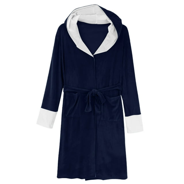 Deals of The Day Clearance Miqool Womens Robe Long Plush Hooded Bathrobe Lightweight Plush Warm Winter Robes Plus Size Full Length Bath Robe