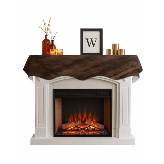 Rustic Wood Fireplace Mantel Scarf Cover 70"Wx17"L,Fireplace Mantel Shelf Top Runner,Brown Wooden Planks Farmhouse Vintage Mantle Dresser Scarves Table Runner for Holiday Party Living Room Decor