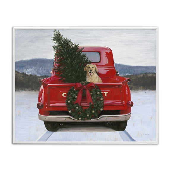 Stupell Industries Farmhouse Holiday Tree in Truck White Framed Giclee Art, 20 x 16, by James Wiens