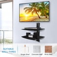 thumbnail image 2 of Soporte de pared para TV con estantes flotantes Suptek con 2 estantes, color negro, 2 of 9