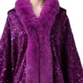 thumbnail image 6 of Fewfanhot Sequin Faux Fur Trim Cape Shawl, Open Front Warm Poncho Wrap for Women Evening Wedding Party Dresses, 6 of 6