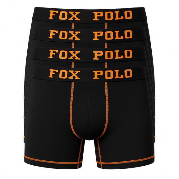 Foxpolo Men’s Boxer Briefs 4-Pack Gift Set – Contrast Stitch Design – Soft and Stretchable Cotton Fabric – Breathable and Supportive | S - Black