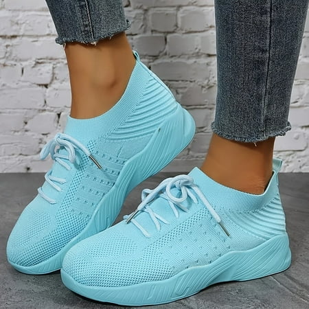 

Lightweight Knitting Sneakers Comfortable Solid Color Non-slip Woven Sports Running Shoes Women s Footwear
