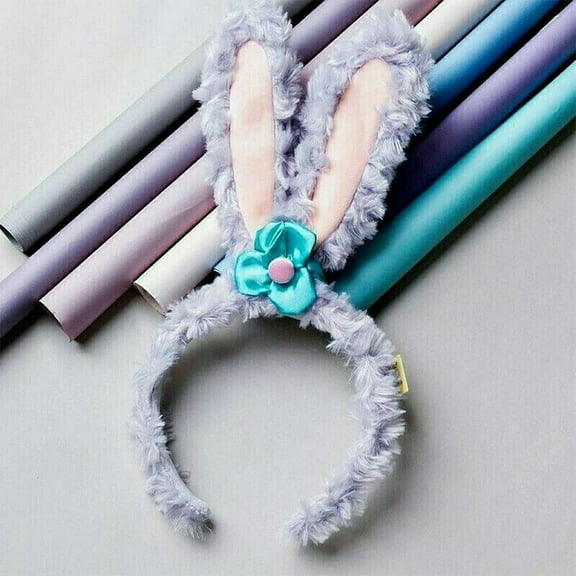 New Cartoon Cute Rabbit Bear Ears Headband Purple Plush Hair Bands Kid's Birthday Christmas Gift