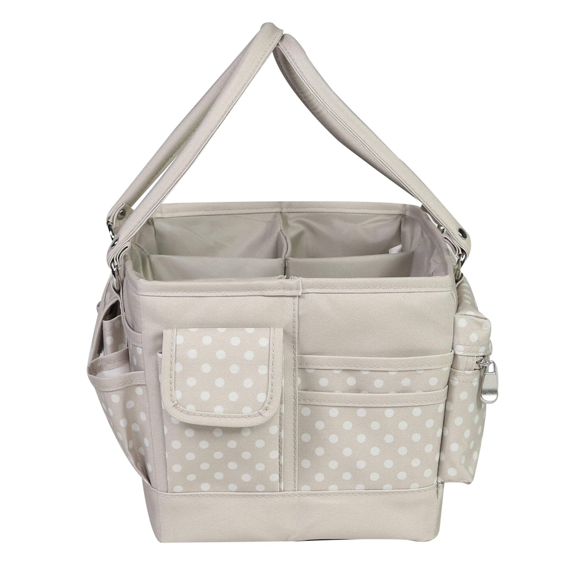 Deluxe Store  Tote Craft Organizer, Tan Dot