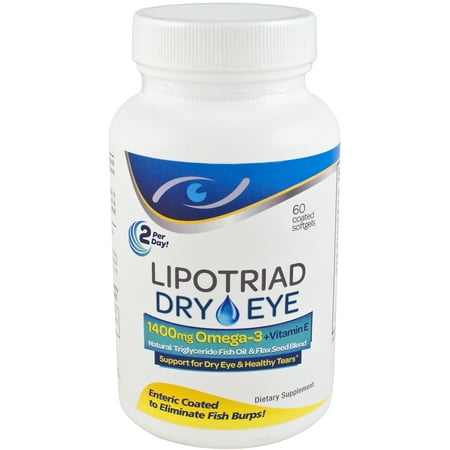 Lipotriad Dry Eye Formula - 1400mg Omega-3 Supplement with Natural Triglyceride Fish Oil and Organic Flax Seed,