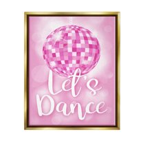Stupell Industries Let's Dance Bold Pink Disco Ball Beauty & Fashion Painting Gold Floater Framed Art Print Wall Art