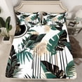 thumbnail image 2 of Homewish Green Leaves 4 Pieces Queen Sheet Sets For Kids Teens Adults,Botanical Plants Ultra Soft Flat Sheet,Black Green Queen Fitted Sheet,Ultra Soft Home Decor, 2 of 7