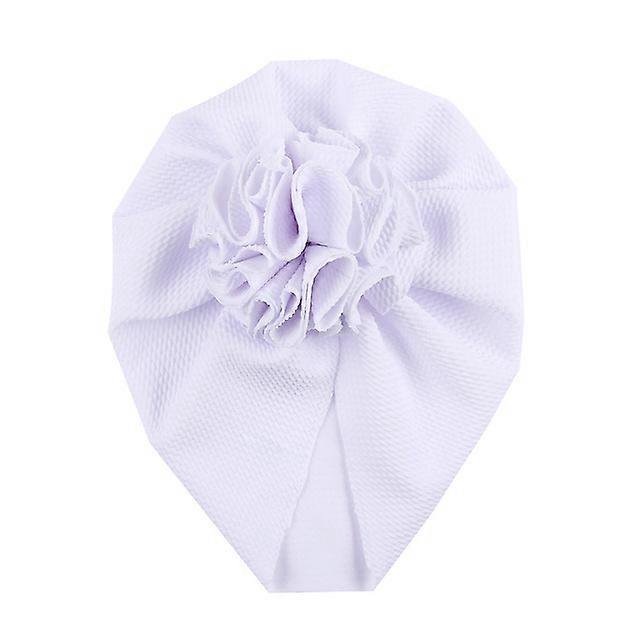 Diademas con lazos para bebés, turbantes con flores para niñas pequeñas, gorros elásticos, gorros para niñas, accesorios para el cabello para bebés, color blanco