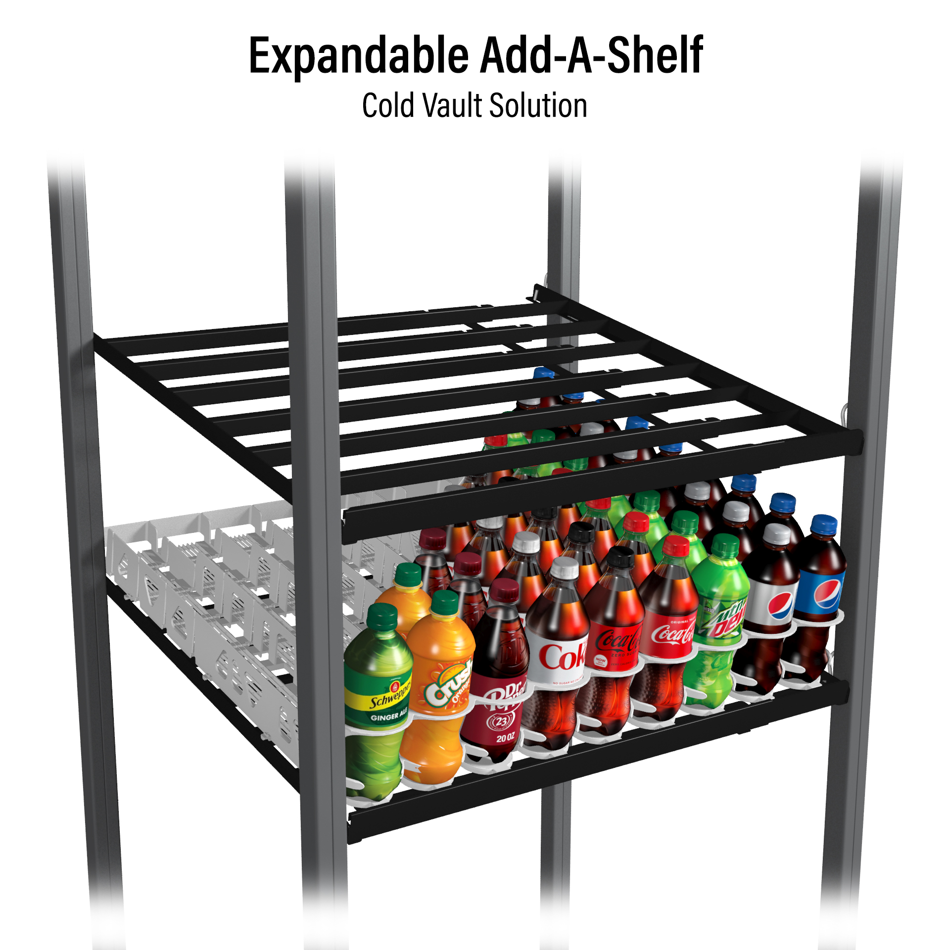 Display Technologies Cold Vault Black Metal Expandable Add-a-Shelf Merchandising Display,  4 Pack