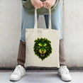 thumbnail image 2 of Vibrant Green Lion ' s Head Tote Bag - Fierce Design with Yellow Eyes Flowing Perfect for Shopping Travel & Parties, 2 of 4