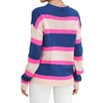 thumbnail image 5 of Xuanfei Women Contrast Color Spliced Horizontal Stripes Crew Neck Knit Sweater, 5 of 7