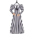 thumbnail image 2 of Victorian Edwardian Stripe Dress Womens Black White Beetle Dress Gothic Vintage Striped Jacket Dress Set, 2 of 7